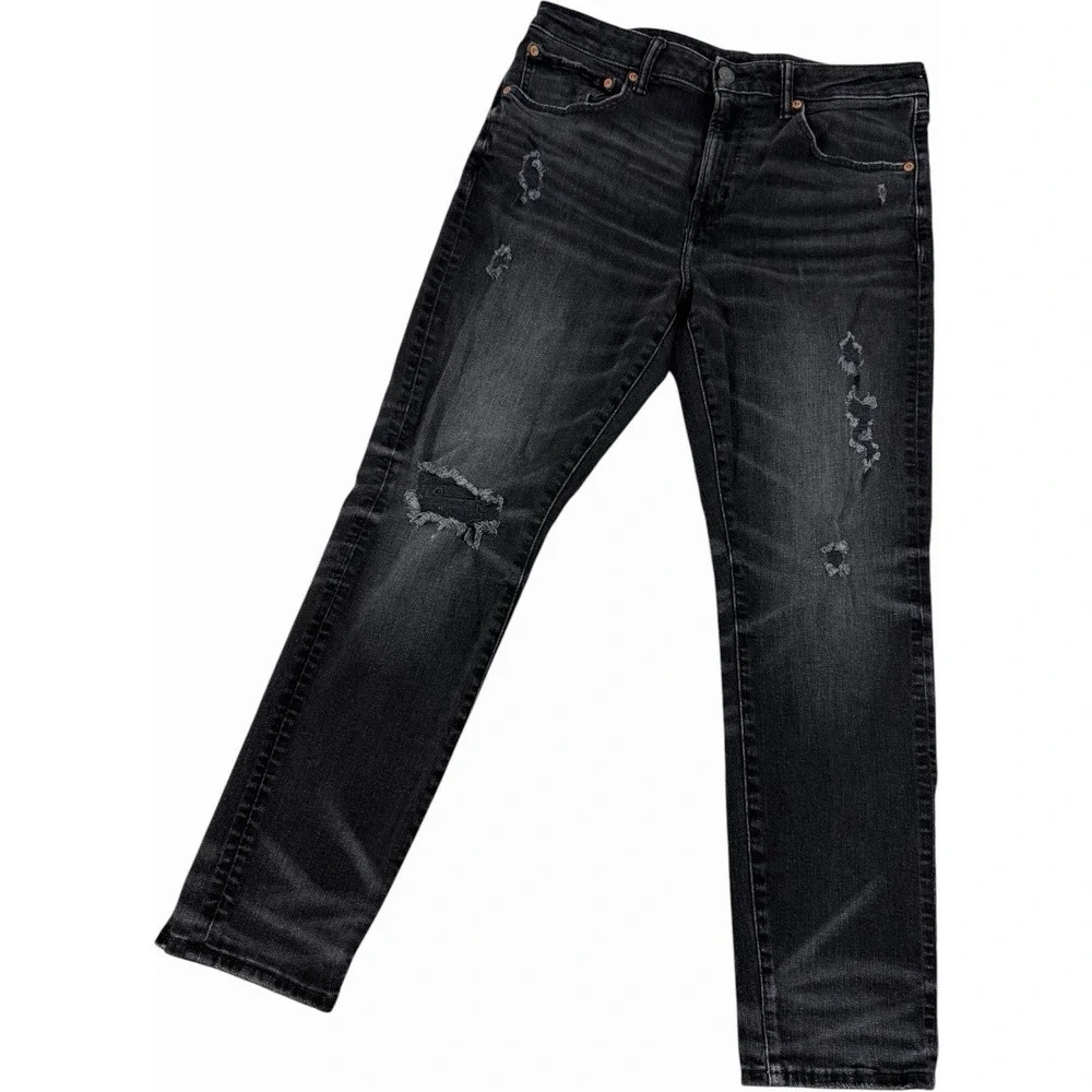 American Eagle Outfitters Air flex+ Distressed Black Slim Fit Jeans Size 34X30